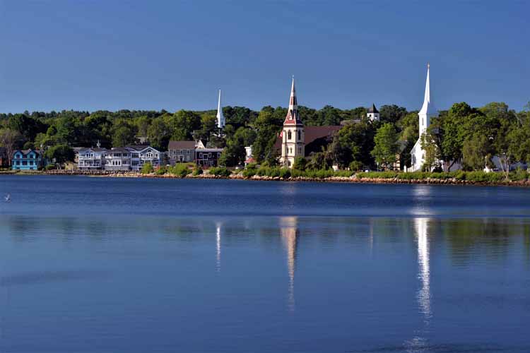 churches reflected on water
